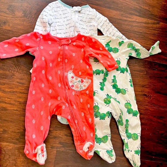 Old Navy Other - Baby pajamas bundle - caterpillars, chicken, I love you, 3-6 months